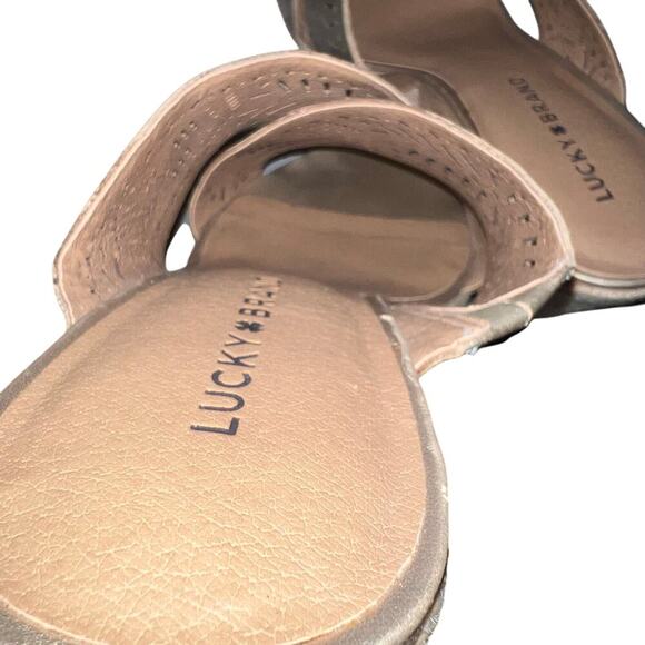 Lucky Brand Keela women’s 9.5 leather gold crisscross open Espadrille sandal ￼ - Picture 9 of 12